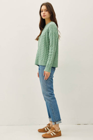 ULTRA SOFT CABLE KNIT CREWNECK SWEATER TOP - Sweater
