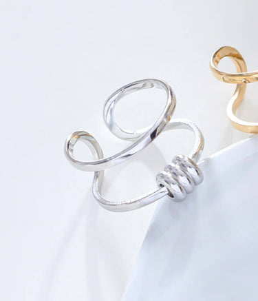 Silver Double Line Ring With Wheel