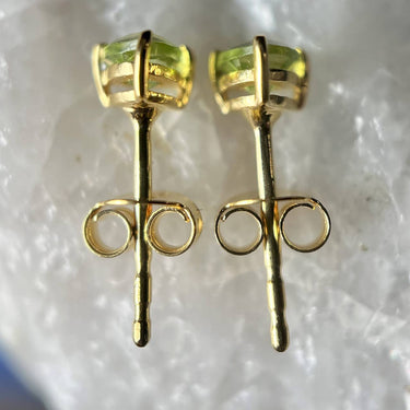 PERIDOT 18K VERMEIL GOLD STUD EARRINGS TRIANGLE