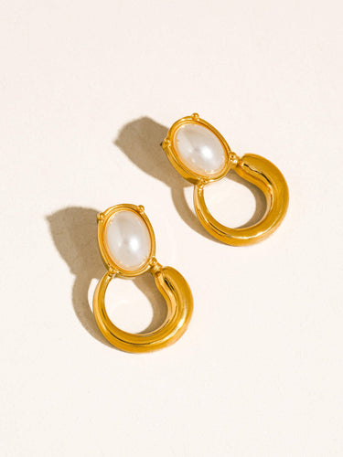 Anémone 18K Gold Non-Tarnish Pearl Drop Earrings product close-up