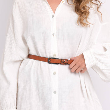 Kai skinny studded leather belt for women