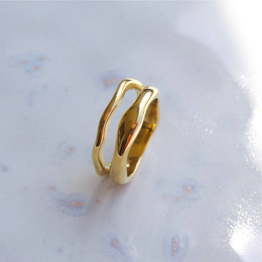 Shantina - Double Layer Wave Gold Stacking Ring