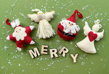 Round Santa Embroidered Christmas Ornament