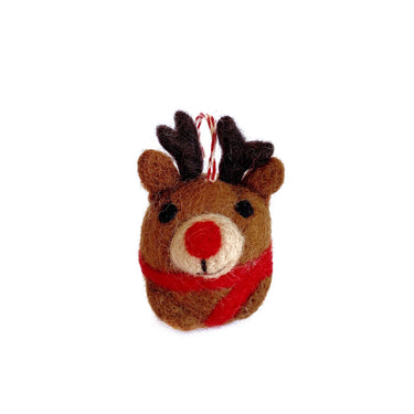 Reindeer Tufted Wool Christmas Ornament