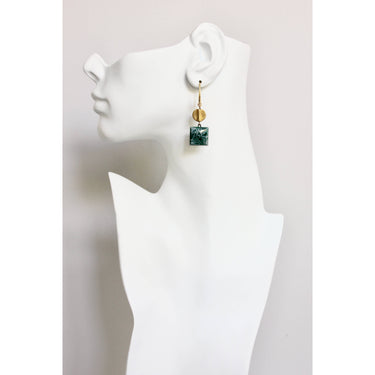 Vintage speckled square glass earrings