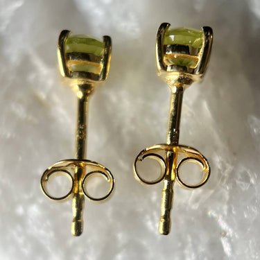PERIDOT 18K VERMEIL GOLD STUD EARRINGS CIRCLE