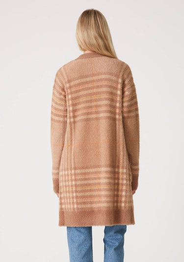 Fuzzy Plaid Long Sleeve Cardigan