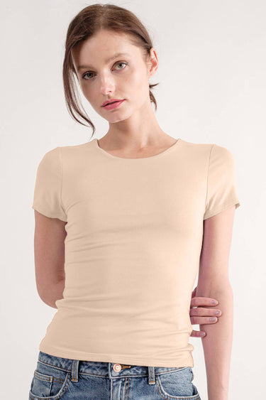DOUBLE LAYERED FITTED SHORT SLEEVE TOP