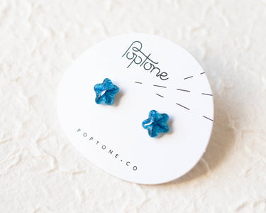 Tiny Blue Flower Stud Earrings
