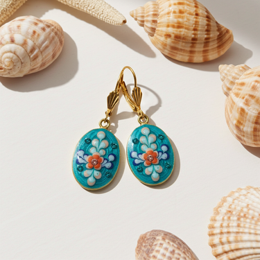 Jill's Garden Blue Zircon Crystal Flower Earrings