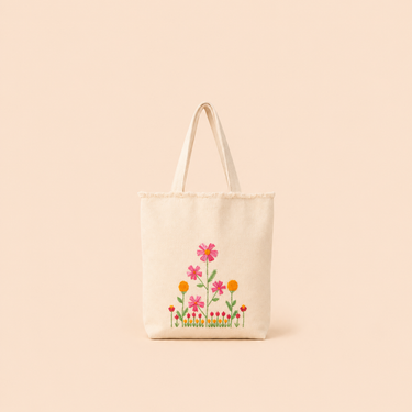 Handmade Everyday Tote (Off-White Wildflowers)