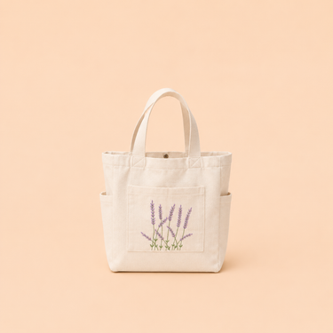 Handmade Weekender Off-White Tote (Lavender)