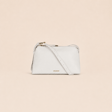 Mira & Moss Audrey Crossbody Bag in white vegan leather with gold-tone hardware.