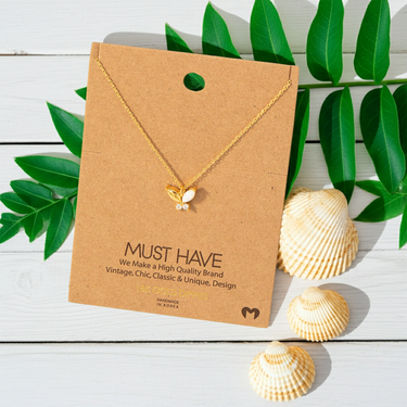 Gold Dipped Studded Butterfly Pendant Necklace - Silver - Necklace