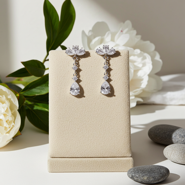 Cubic Zirconia Multi Teardrop Dangle Earrings