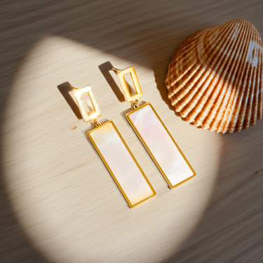 Livie 18K Gold Non-Tarnish Shell Drop Earring