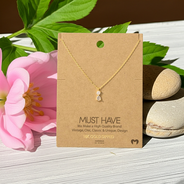 Gold Dipped Cz Circle And Teardrop Pendant Necklace - Blue - Necklace