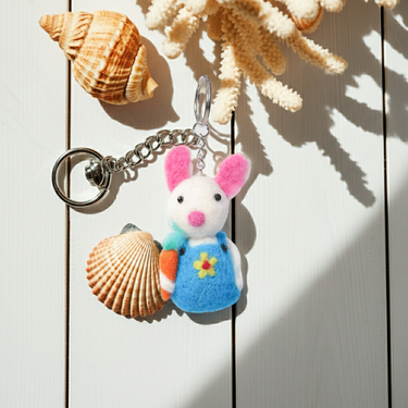 Handmade Felt Bunny Charm - Turquoise