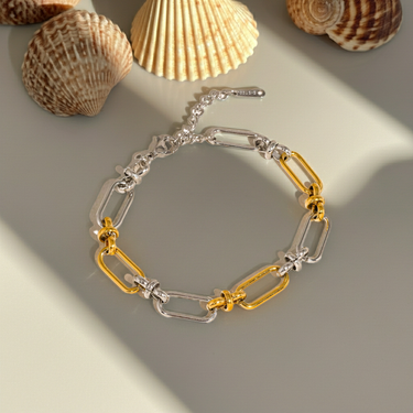 Matin 18K gold non-tarnish two tone chain bracelet