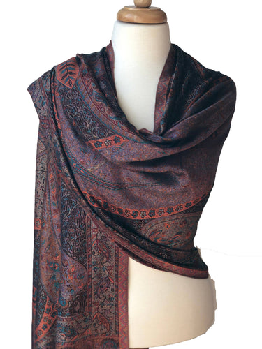 Magenta/Burgundy Jamawar Pashmina