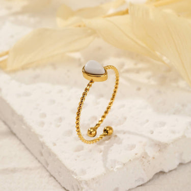Adjustable Golden Ring With White Pearl