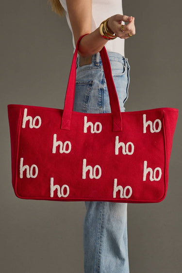 Red and white Ho Ho Ho tote bag holiday accessory