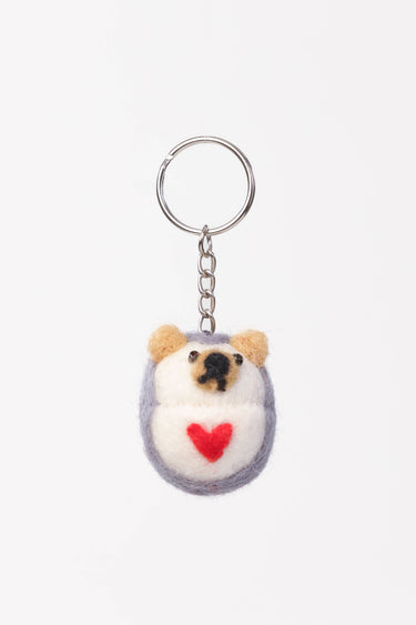 Handmade felt hedgehog keychain bag charm