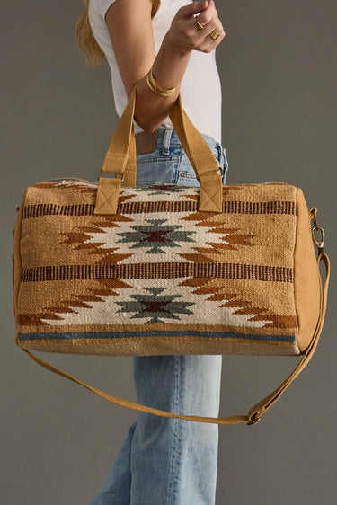 Tan, Camel & Teal Aztec Duffel