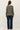 Back view of sage green raglan sleeve slub pullover sweater on model