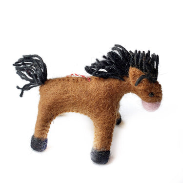 Horse Felt Wool Christmas Ornament on white background