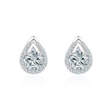 Cubic Zirconia Open Teardrop Stud Earrings