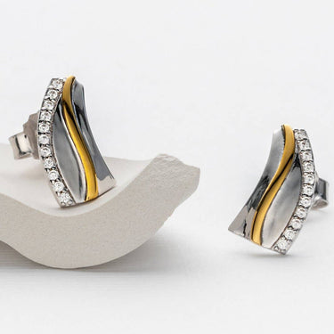 Two-Tone Sterling Silver Celestial Tide Earrings