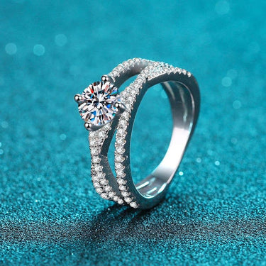 Four-Prong Moissanite Engagement Ring in 925 Sterling Silver