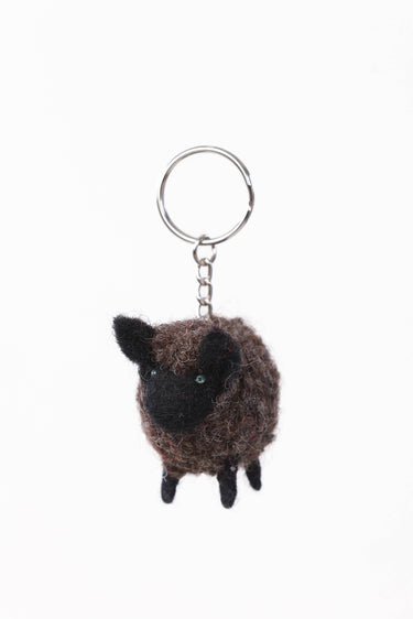 Handmade Felt Keychain - Fluffy Brown Sheep