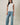 crew neck sleeveless diagonal panel stripe top full length outfit view