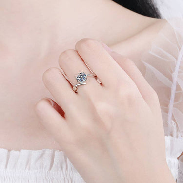 Snowflake Moissanite Engagement Ring in 925 Sterling Silver