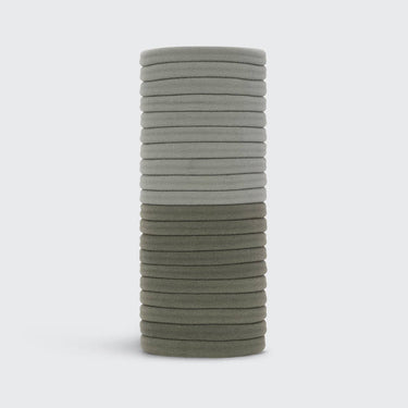 Eco-Friendly Nylon Elastics 20pc - Eucalyptus in stacked arrangement featuring soft green hues.