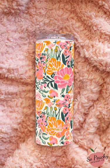 Floral Tumbler Flower Tumbler Preppy Tumbler with vibrant floral design on a soft background.