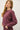 Front view of model wearing burgundy sweater