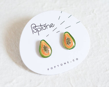 Papaya Tropical Fruit Stud Earrings