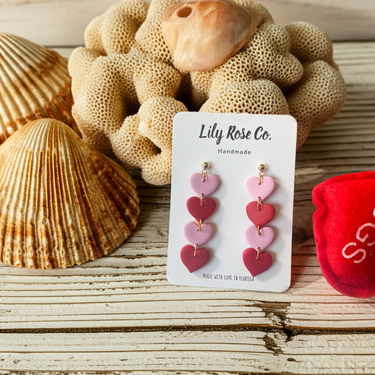 Heart 4 Tier Dangle Earrings