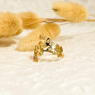 Golden Leaf Ring Adjustable From The Front