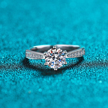 Six-Prong Moissanite Engagement Ring in 925 Sterling Silver