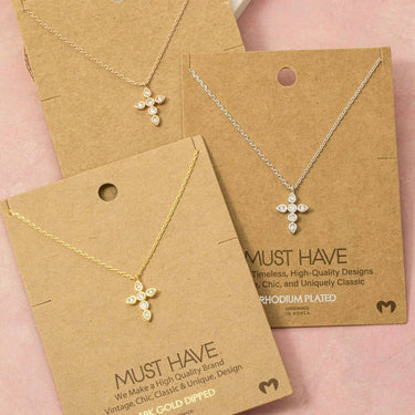 Cz Gold Dipped Cross Pendant Necklace - G - Necklace