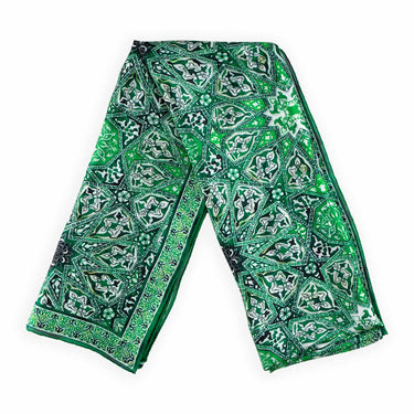 Green silk scarf with Ottoman art print