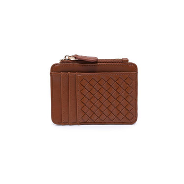 Bryer Card Holder Chocolate front view with a textured finish.