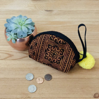Colorful Embroidered Coin Purse - Bohemian Mini Pouch- Boho Chic Wristlet Bag- CECP01