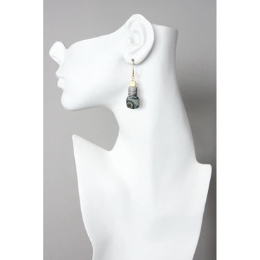 Jasper and brass earrings