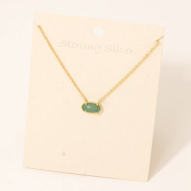 Faceted Oval Pendant Sterling Silver Necklace