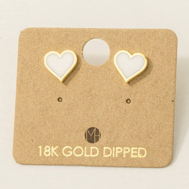 Enamel Mini Heart Stud Earrings - WH - Studs